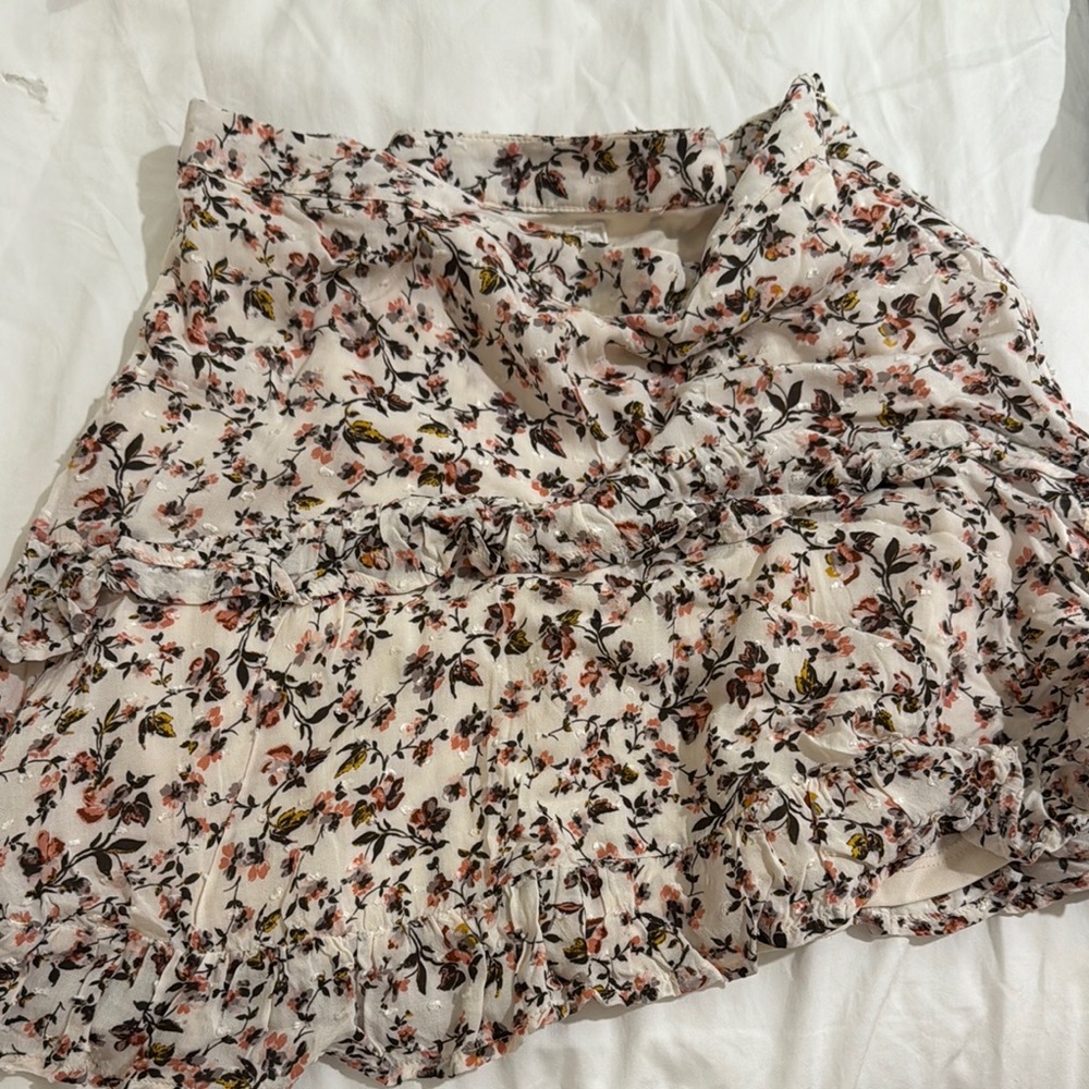 Sadie & Sage Brown Tan Ruffled Skater Mini Skirt